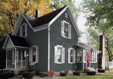 gray metal roof white house|gray houses with dark trim.